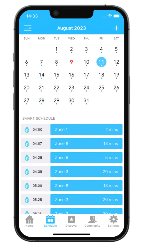Review/preview/adjust/add watering schedule on the same page (include smart watering, program and manual watering)